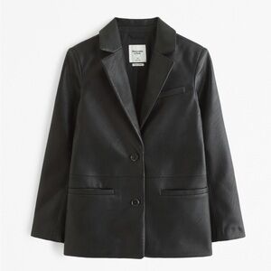Abercrombie & Fitch Black Vegan Leather Blazer
